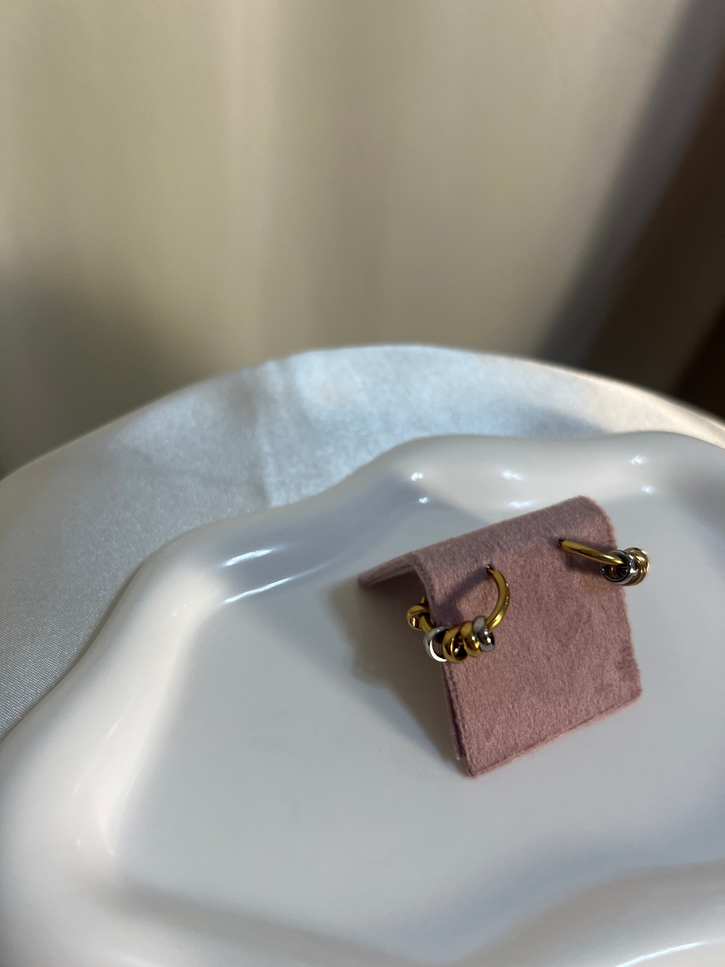 Two tone hoop earrings with mini hoops