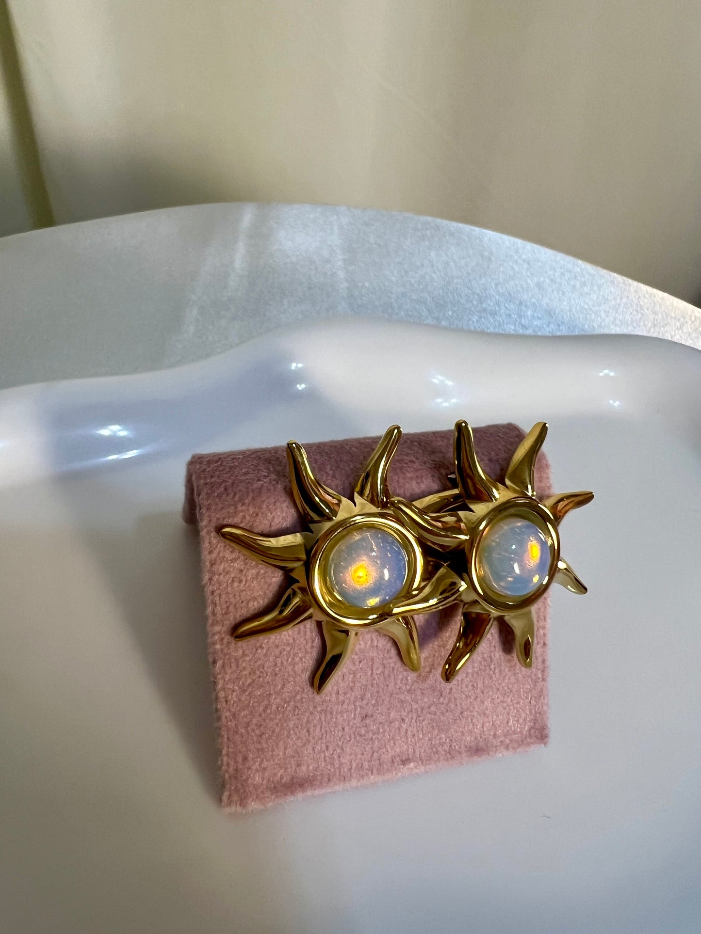 Large sun sterling silver earrings