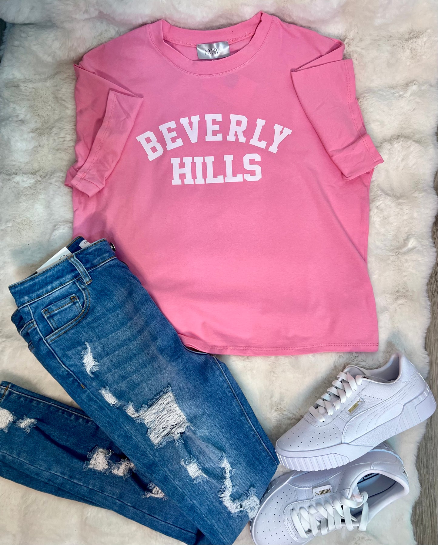 Oversized Beverly Hills Pink Shirt