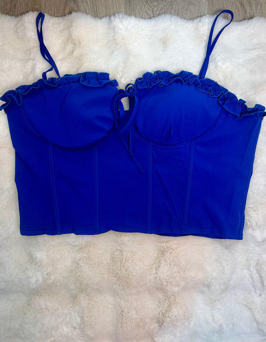 Royal blue spaghetti strap crop top