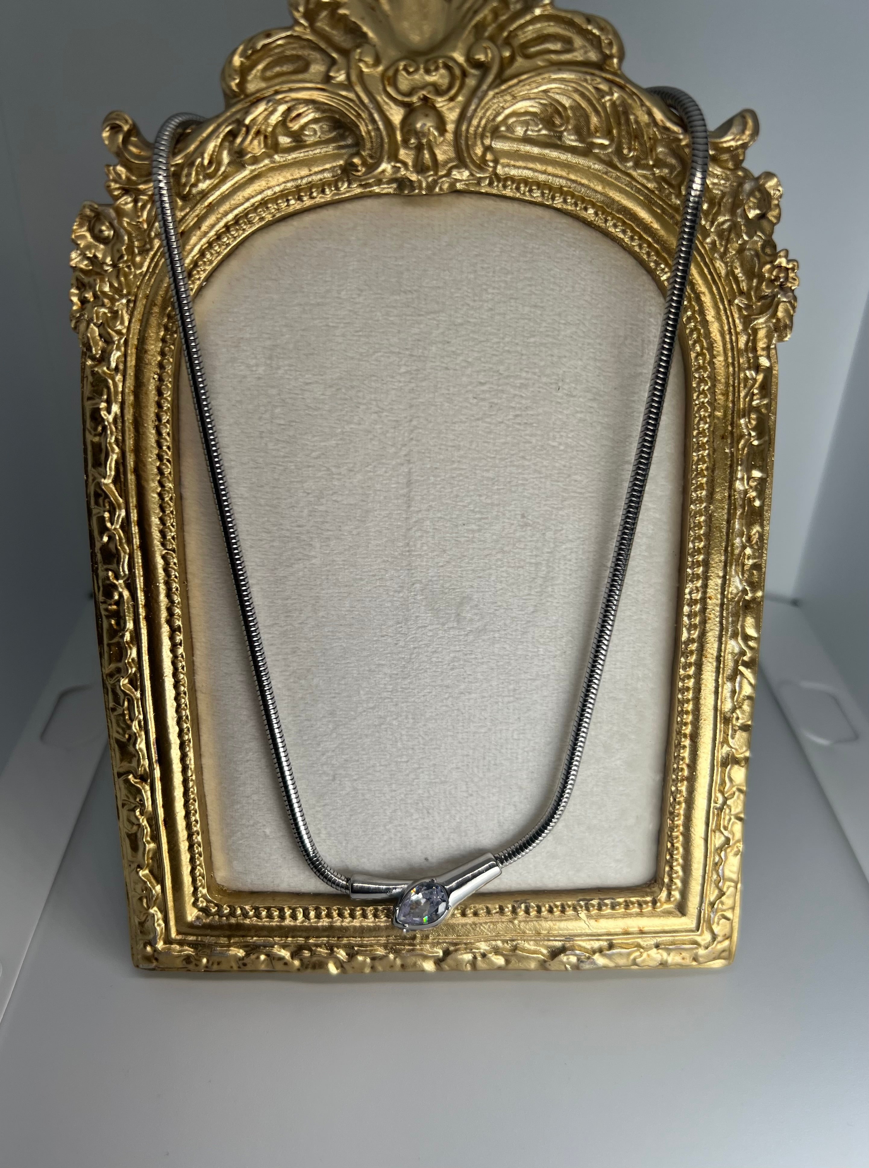 Silver stainless steel snake necklace