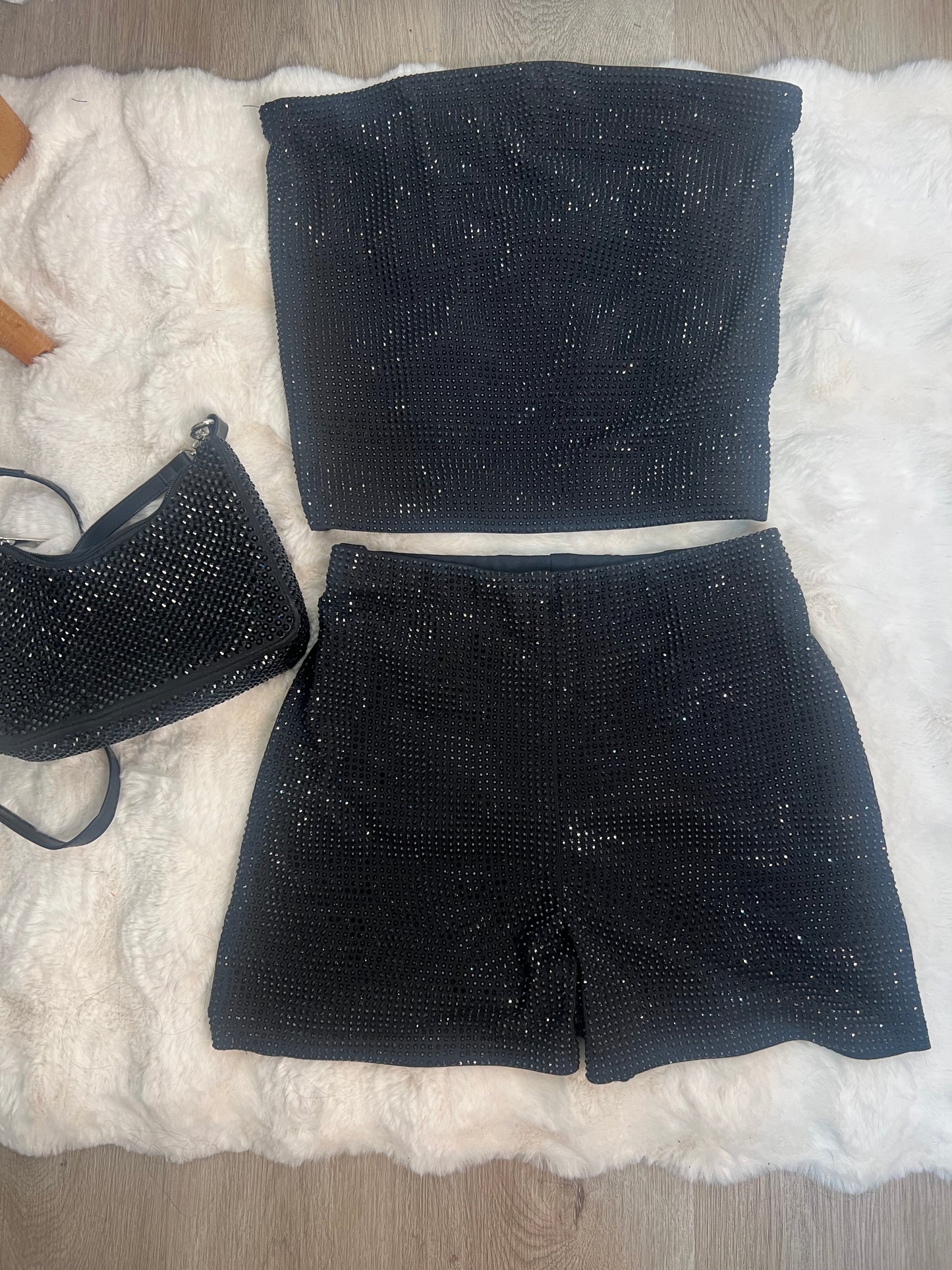 Rhinestone two piece tube top set