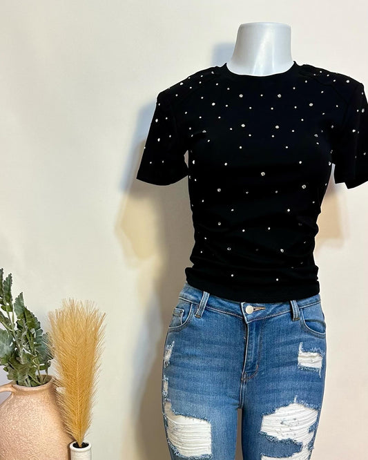Rhinestone black top