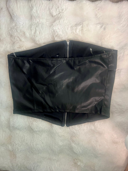 Faux leather tube top