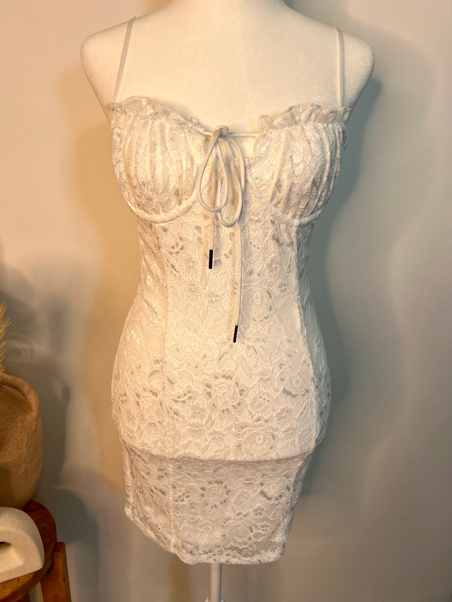 White lace mini dress