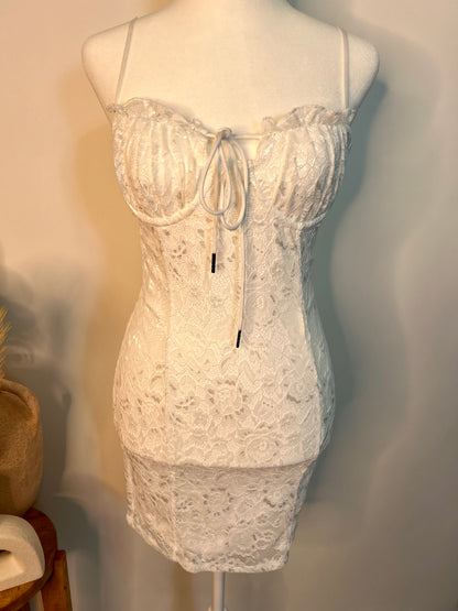White lace mini dress