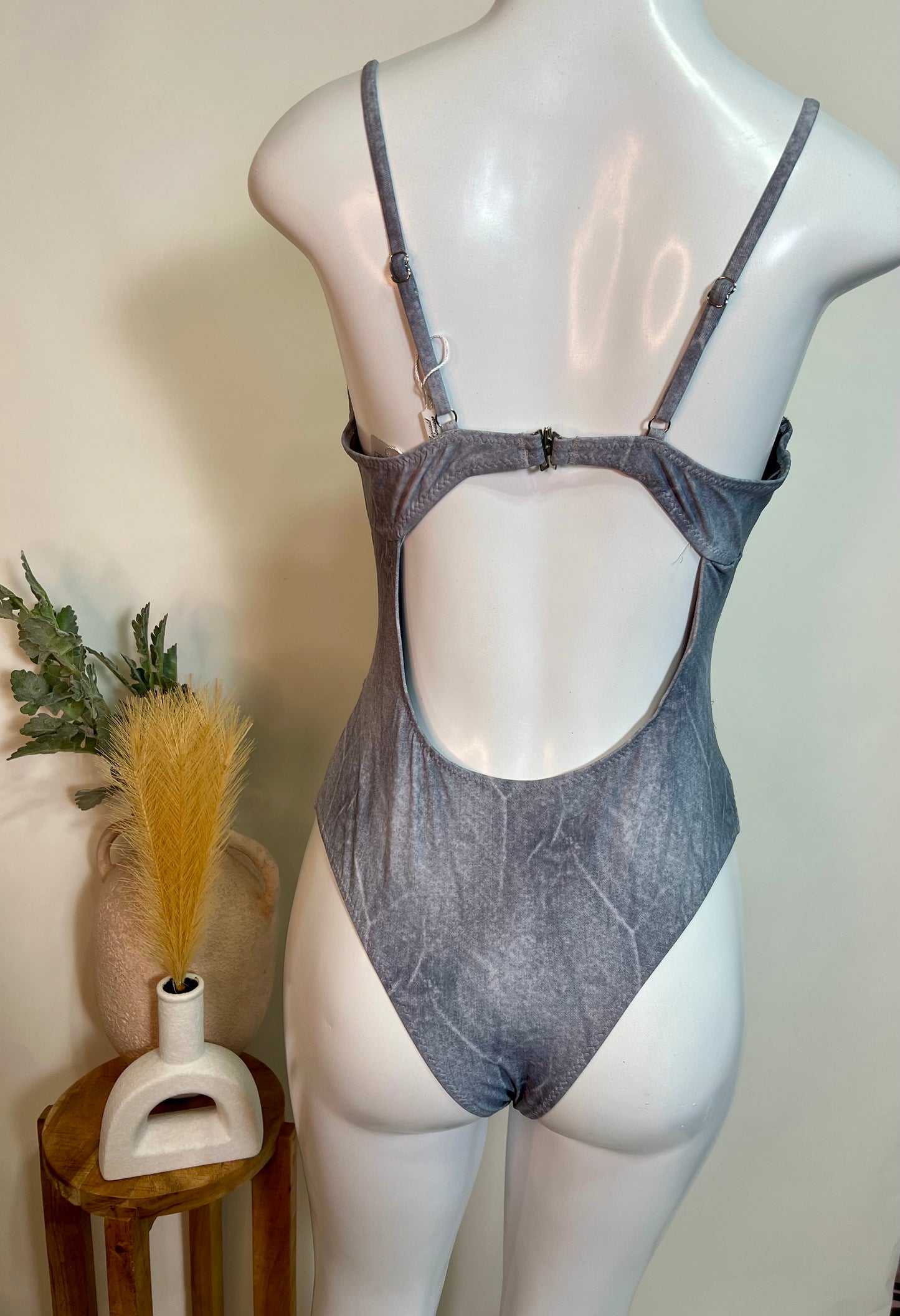 Blue imitation denim bathing suit