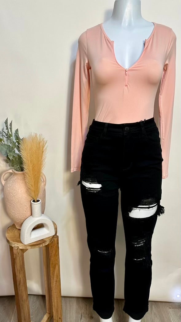 Coral long sleeve bodysuit