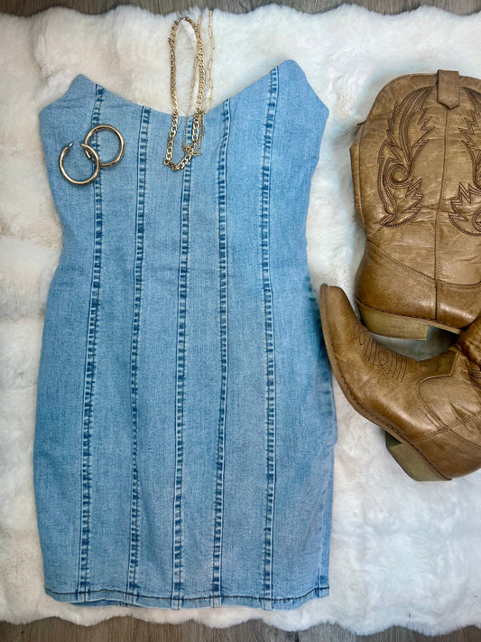 Denim mini dress