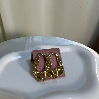 Dangle hoop gold earrings