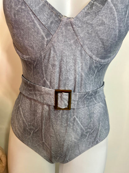 Blue imitation denim bathing suit