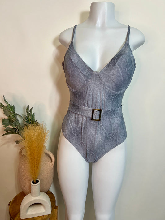 Blue imitation denim bathing suit