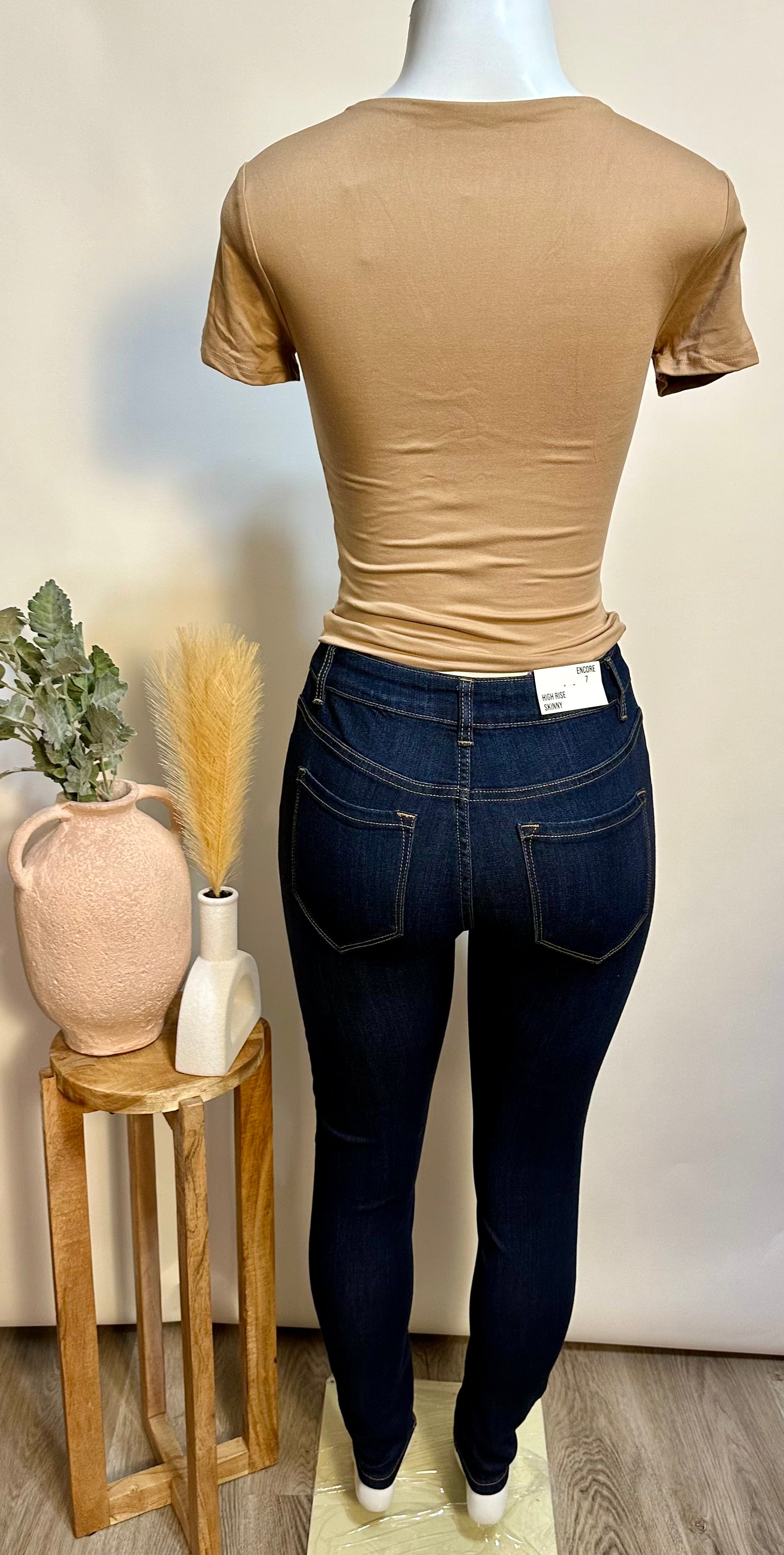 Beige v neck top