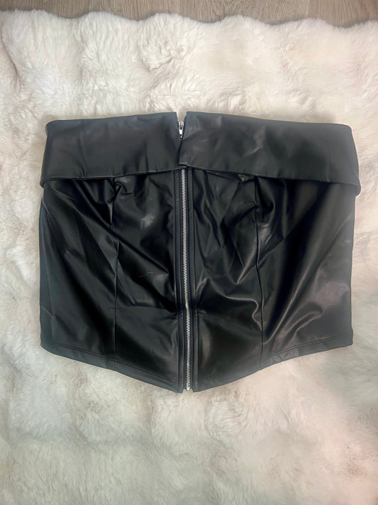 Faux leather tube top