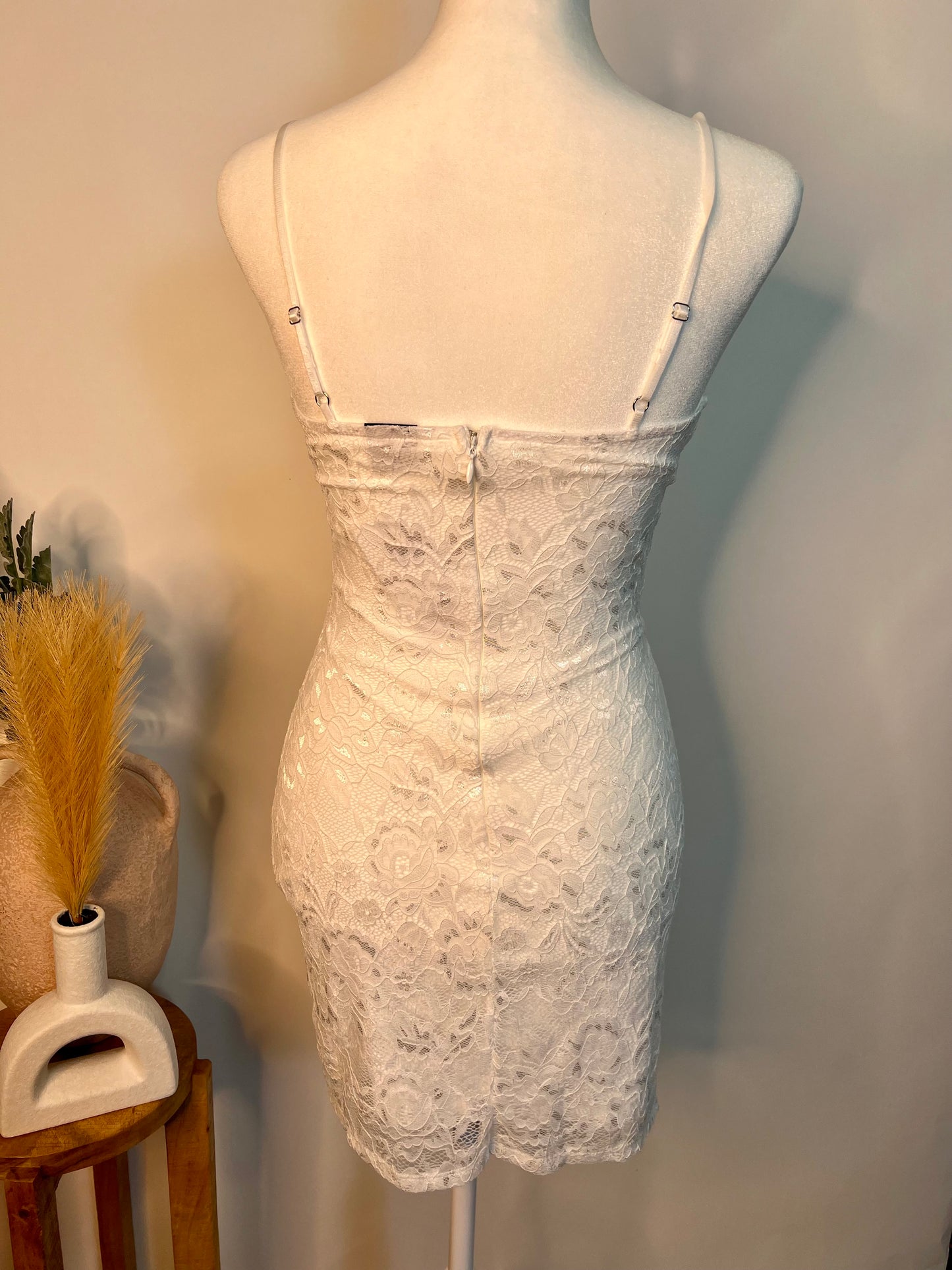 White lace mini dress