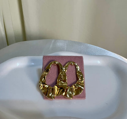 Dangle hoop gold earrings