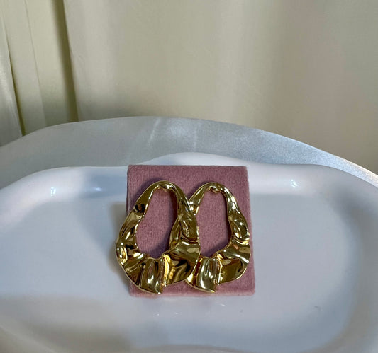 Dangle hoop gold earrings