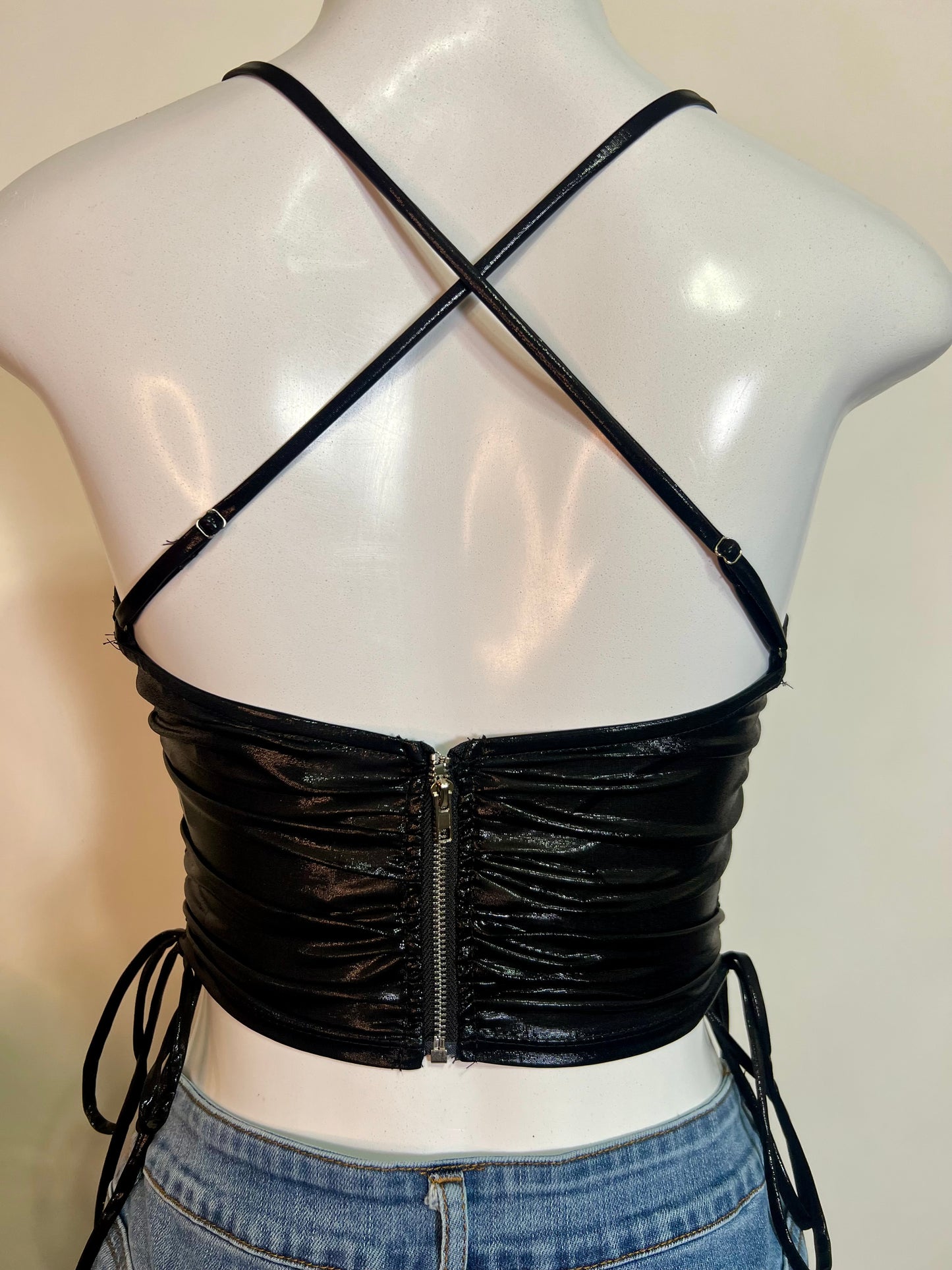 Black chrome spaghetti top