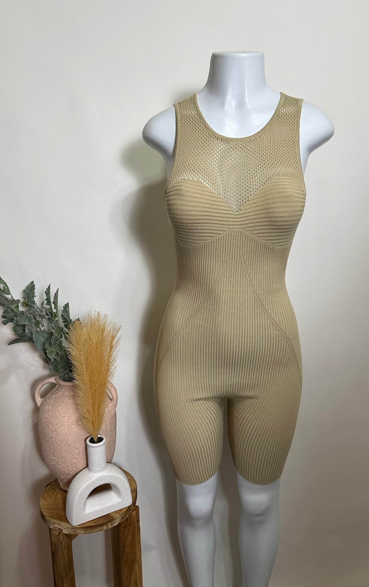 Biege mesh romper