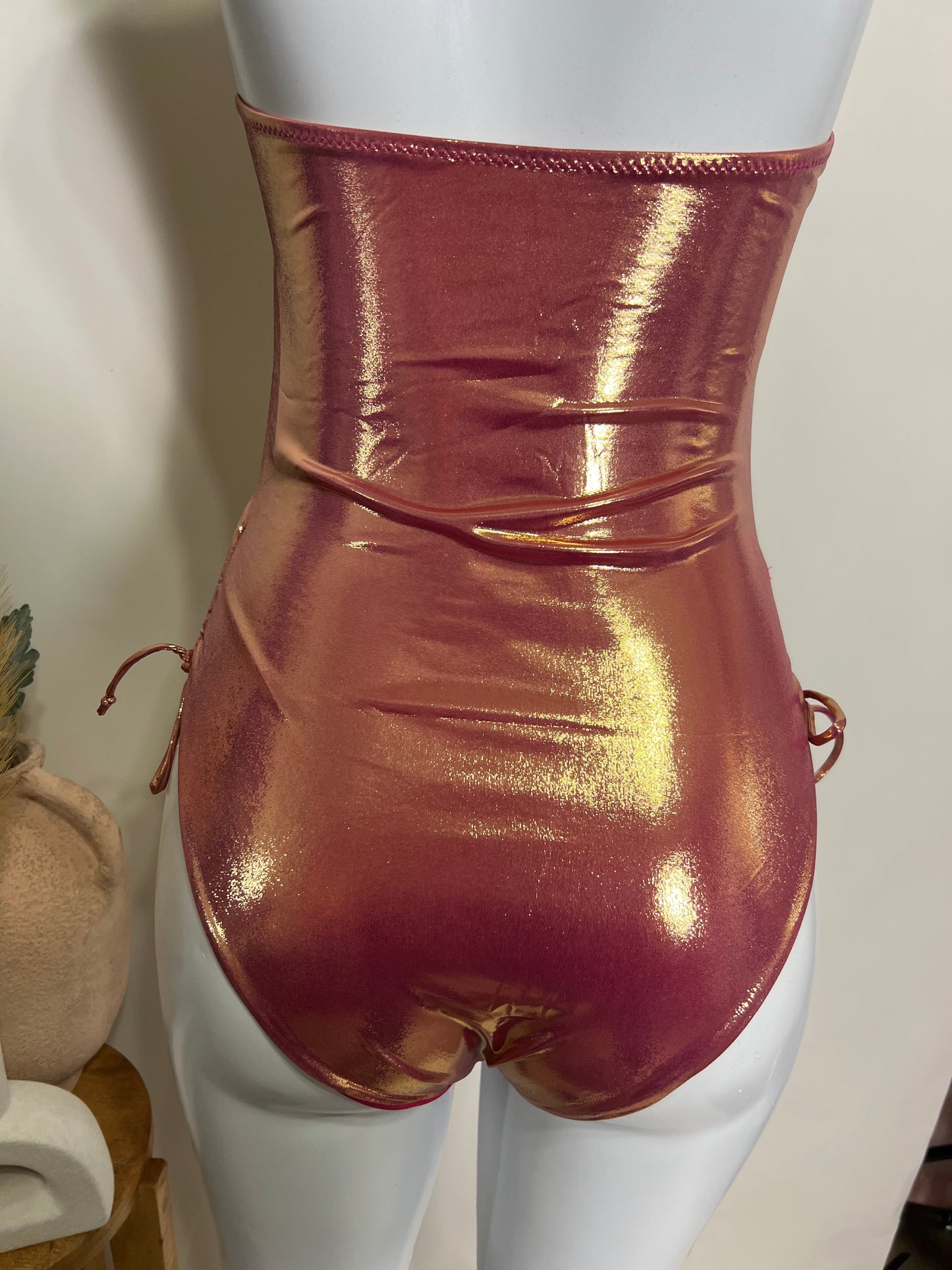 Holographic one piece bathing suit with cover up