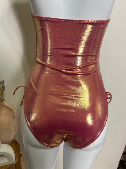 Holographic one piece bathing suit with cover up