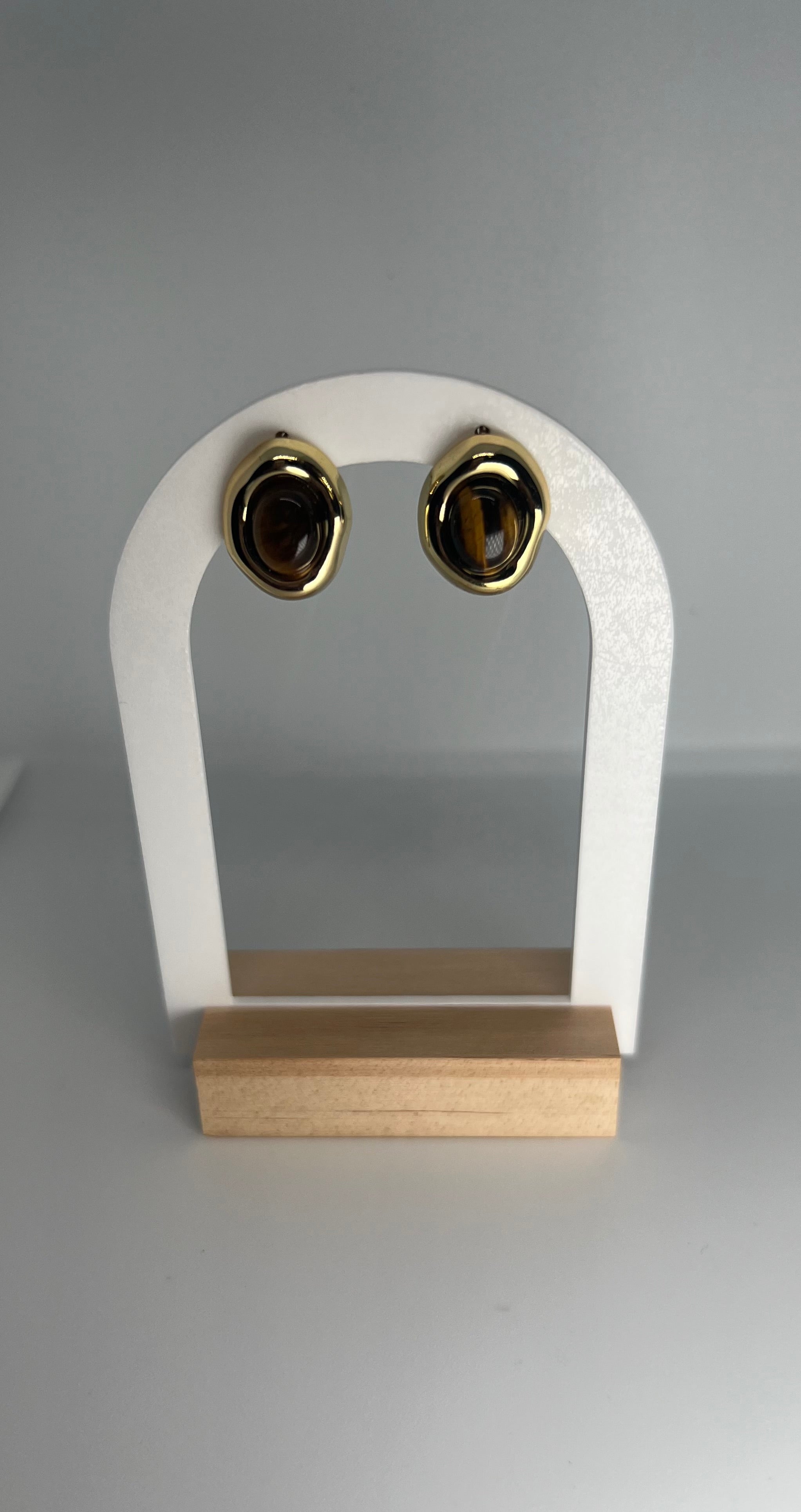 Brown stainless steel earrings