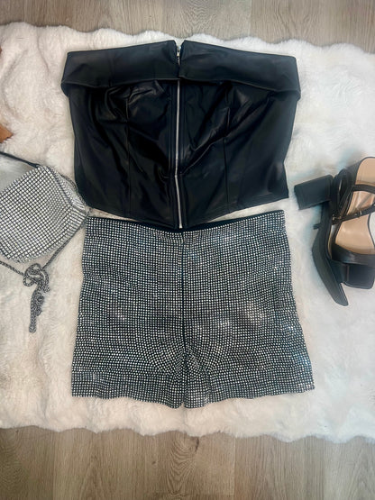 Faux leather tube top