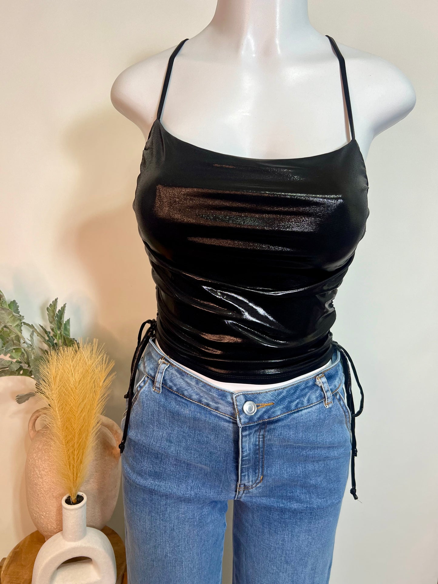 Black chrome spaghetti top