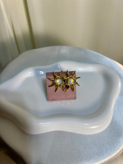 Large sun sterling silver earrings