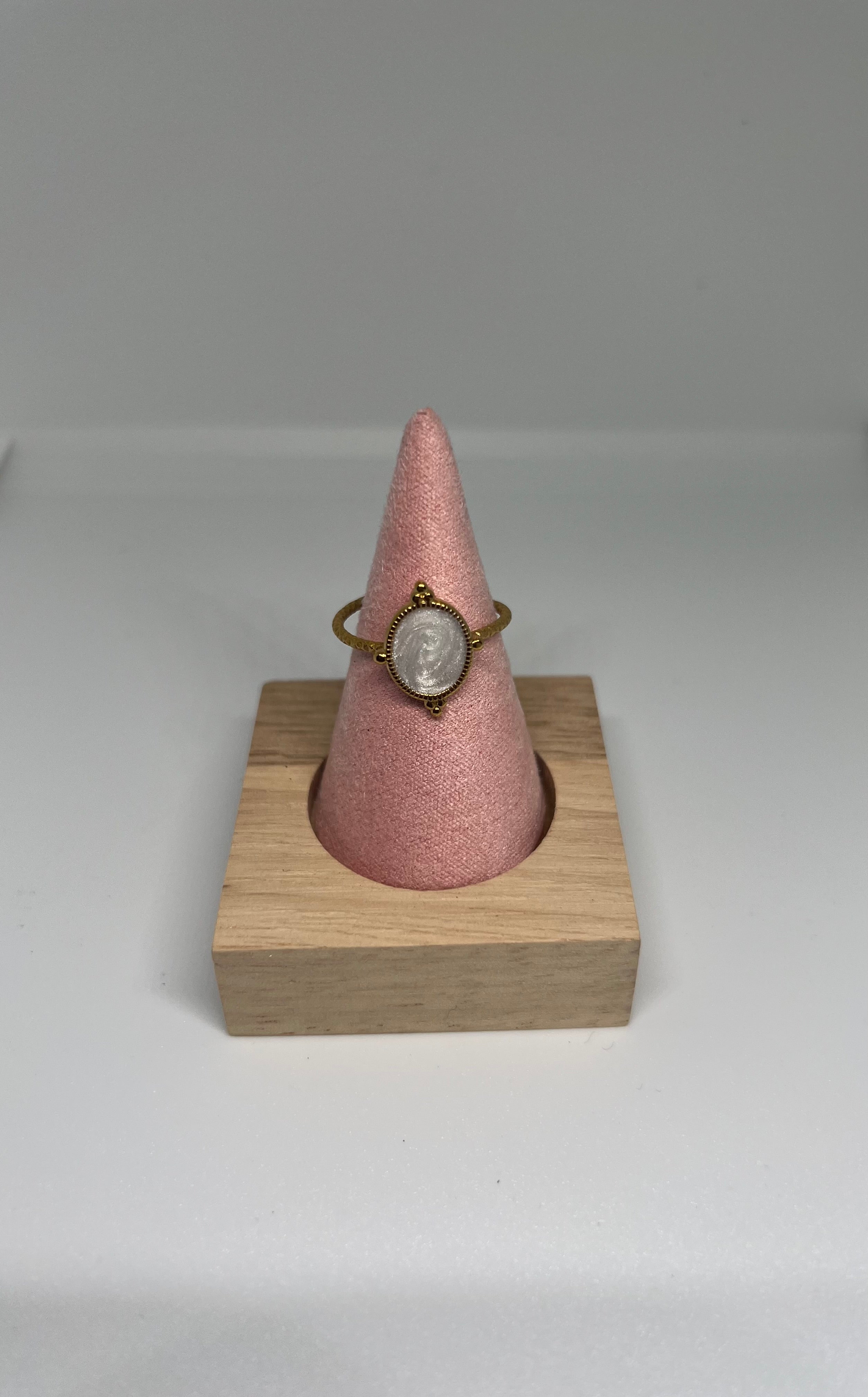 Pearl white adjustable ring