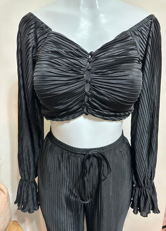 Two piece black flowy set