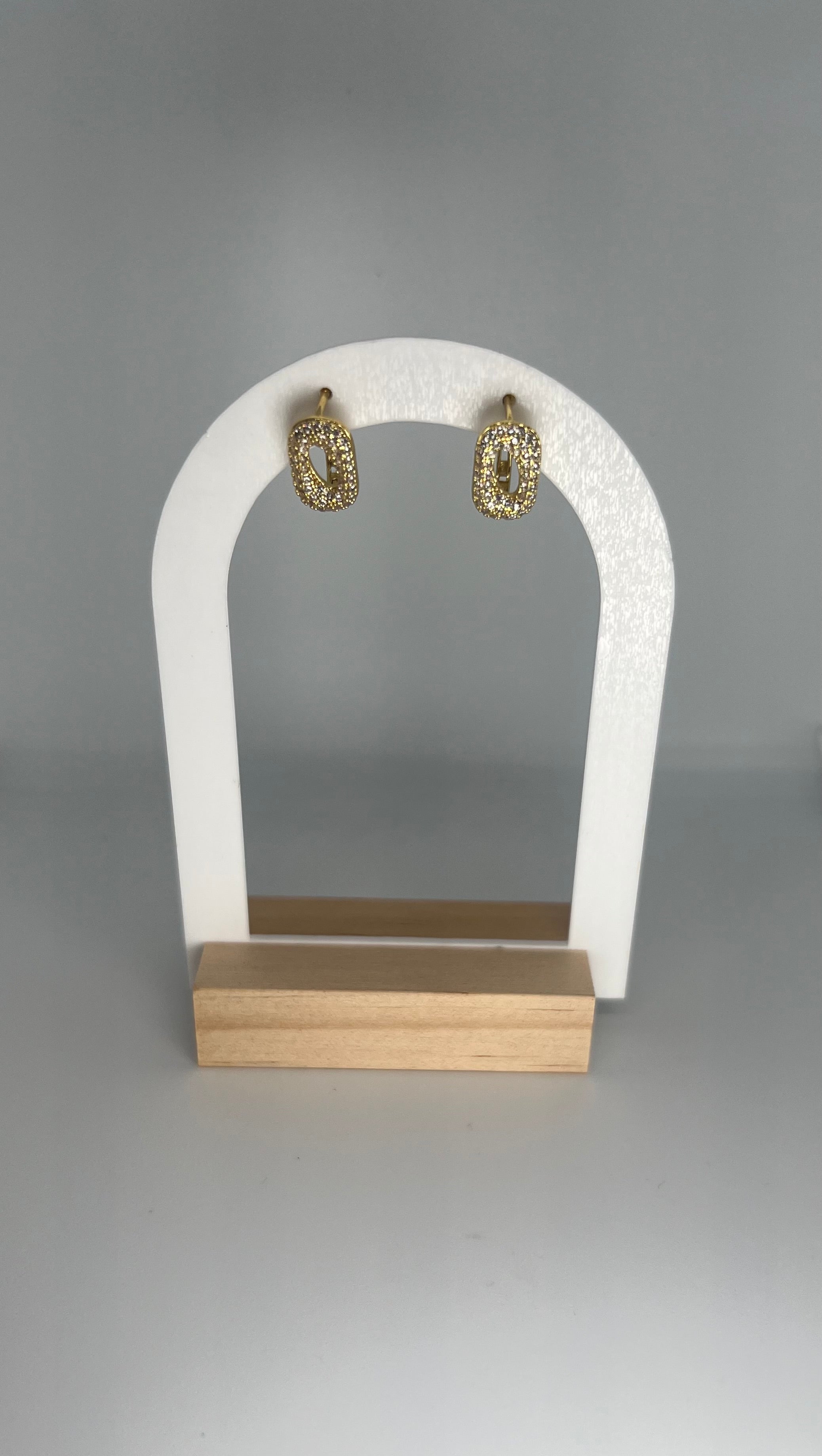 Gold oval rhinestone earrings