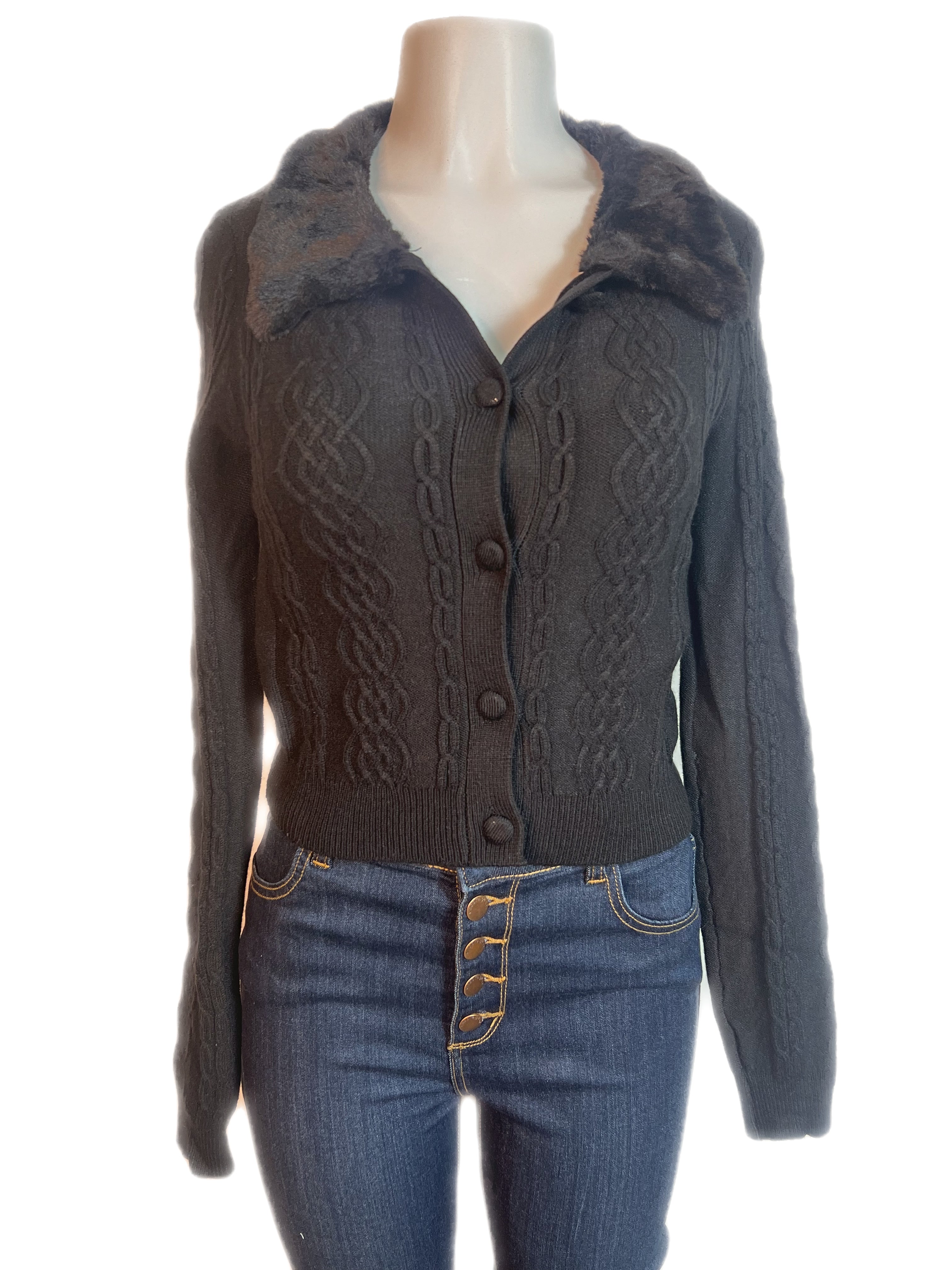 Black fur cardigan