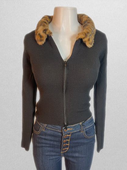 Cheetah fur cardigan