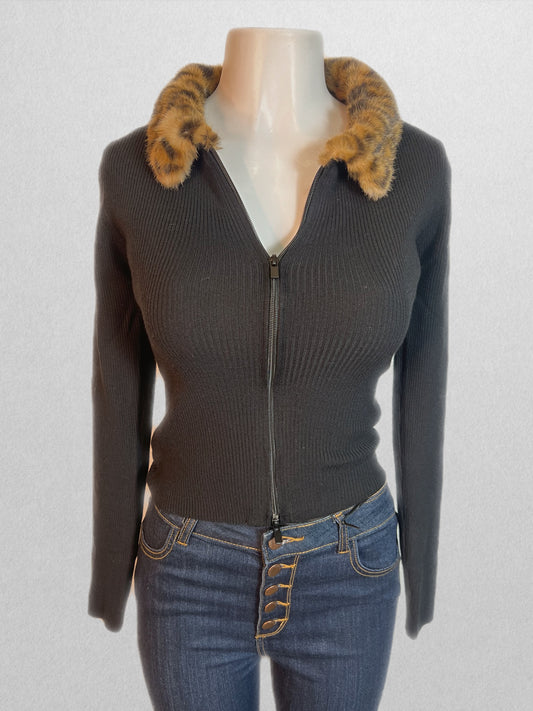 Cheetah fur cardigan