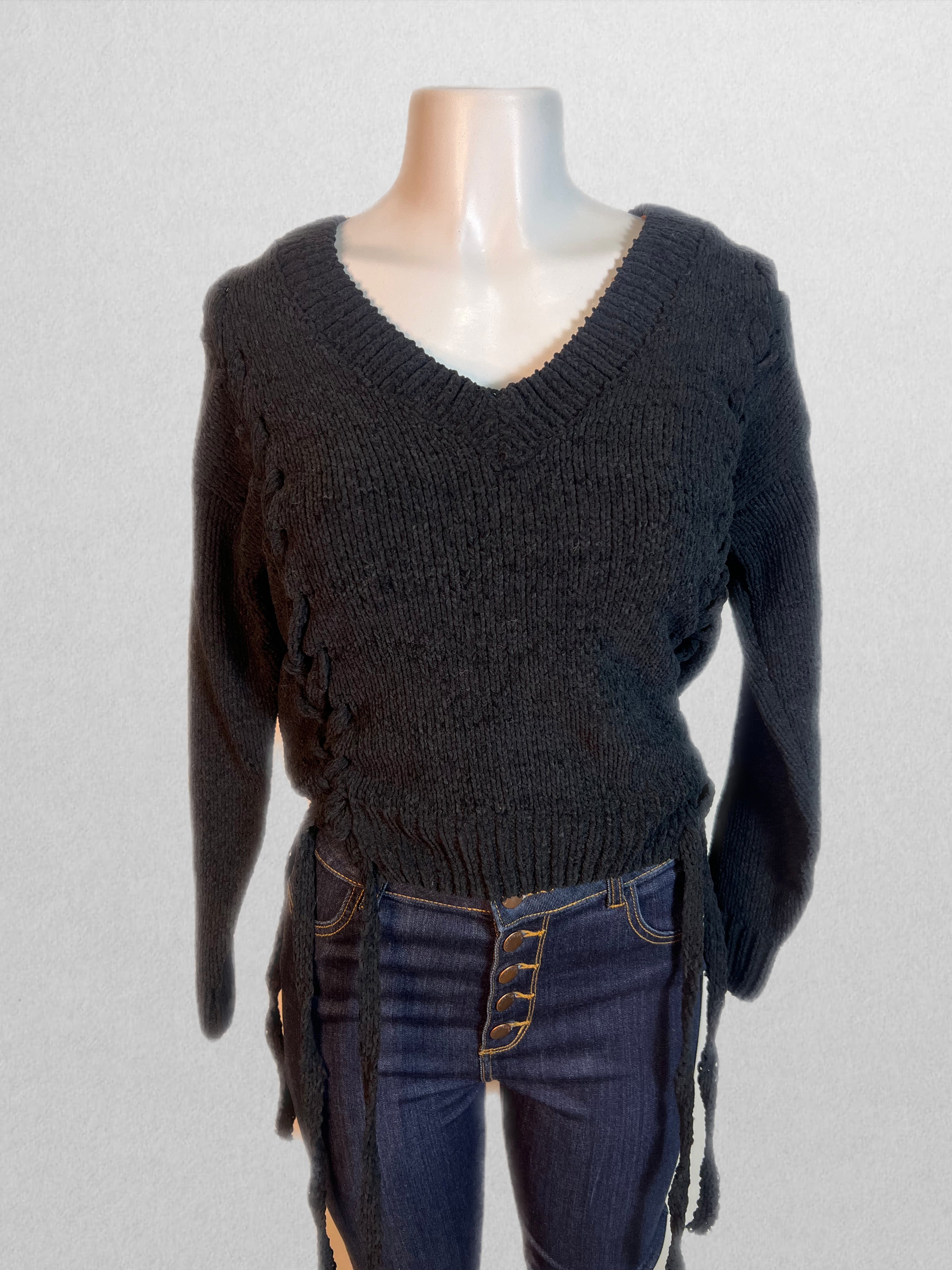 Black braided sweater