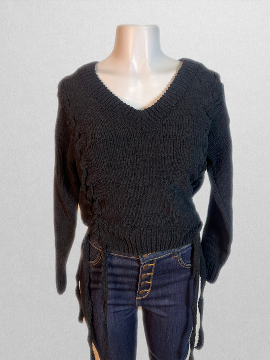 Black braided sweater