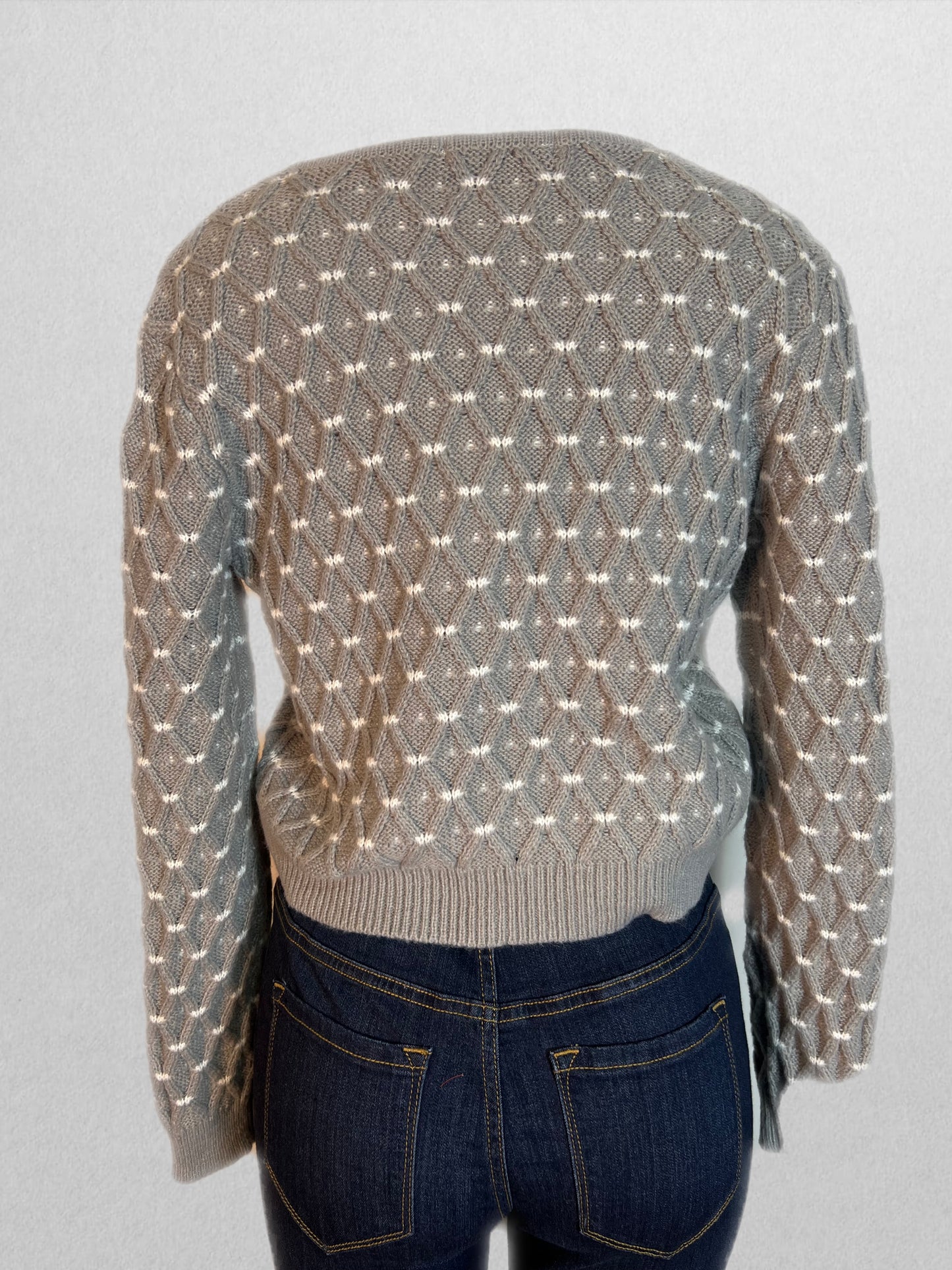 Gray and white cardigan