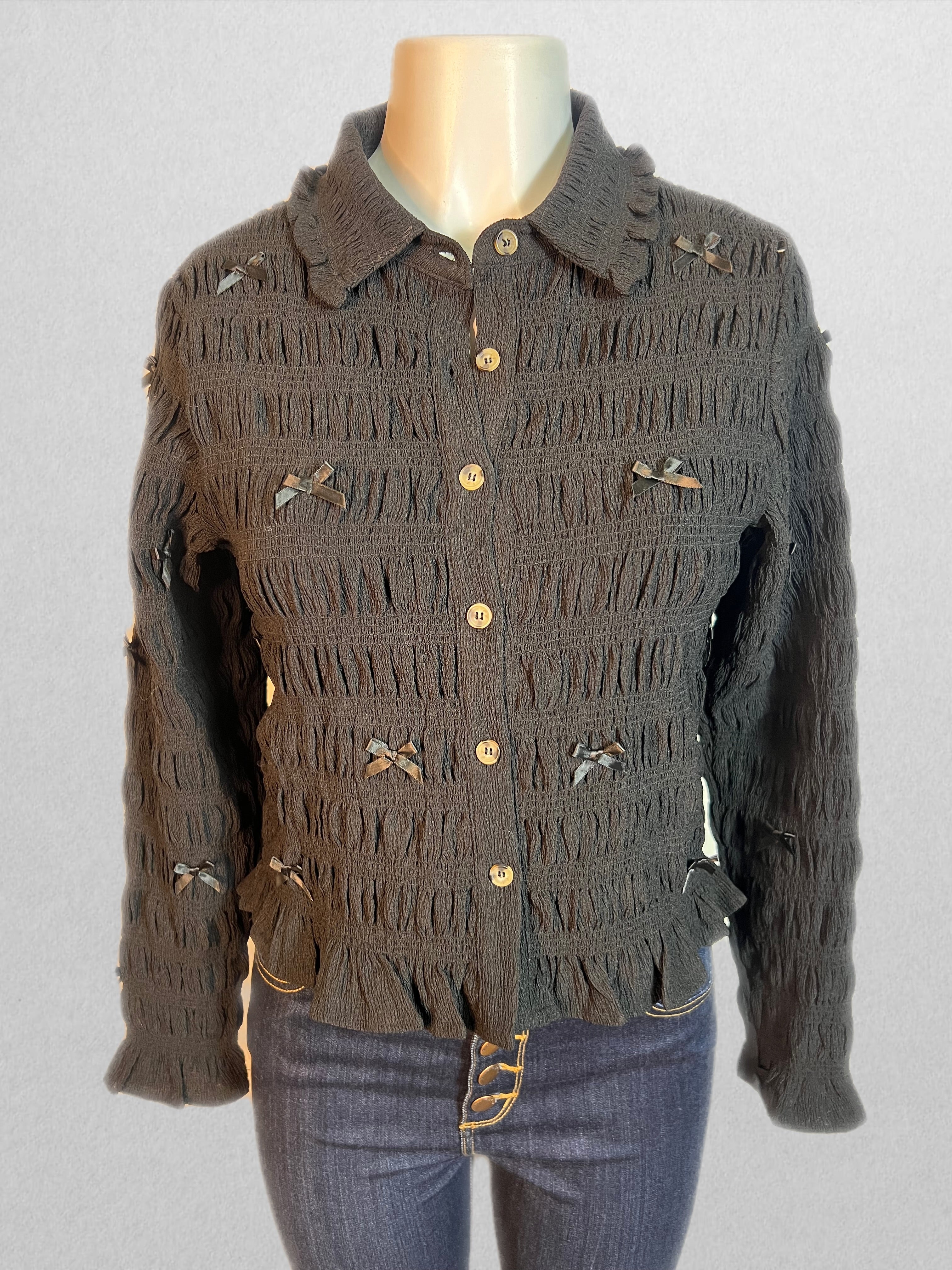 Black bow blouse