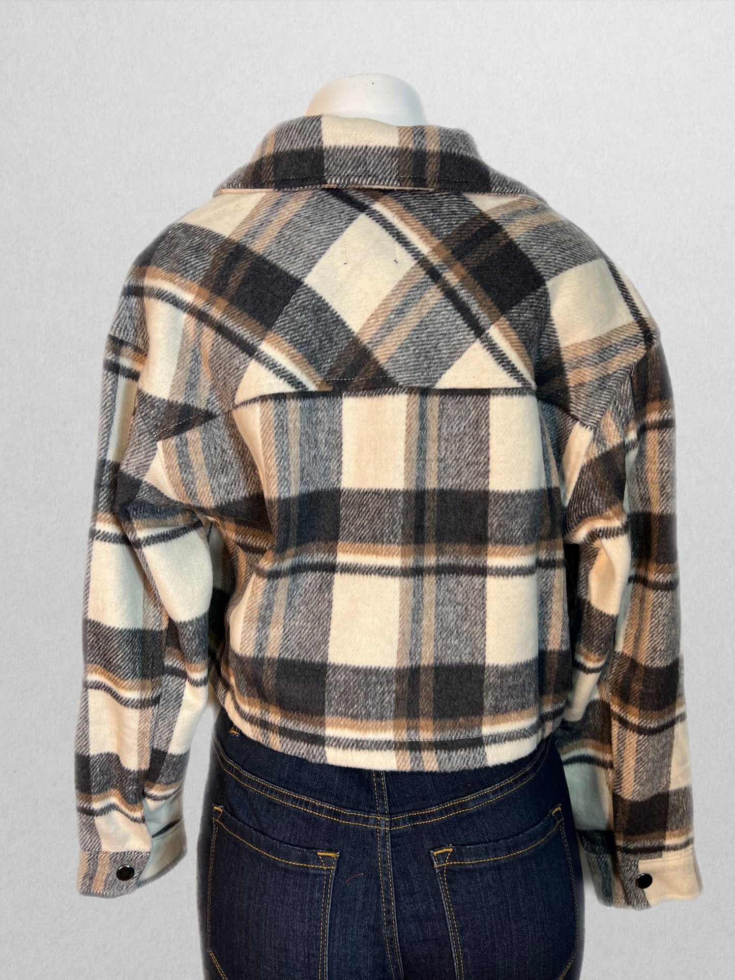 Brown crop flannel jacket
