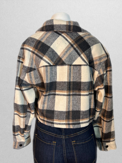 Brown crop flannel jacket