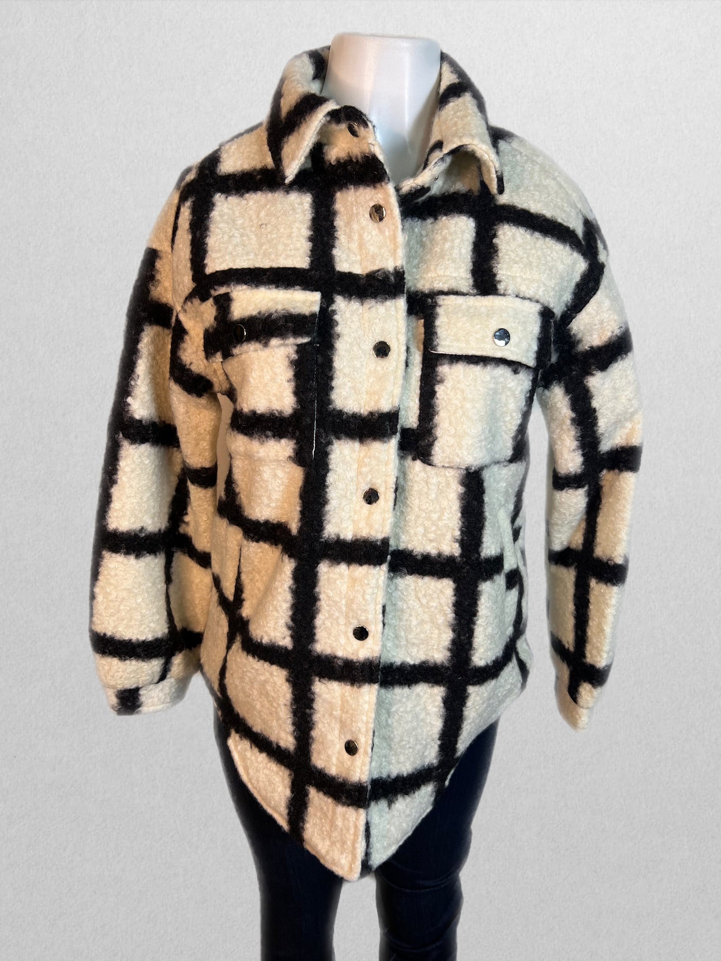 Black and white sherpa jacket