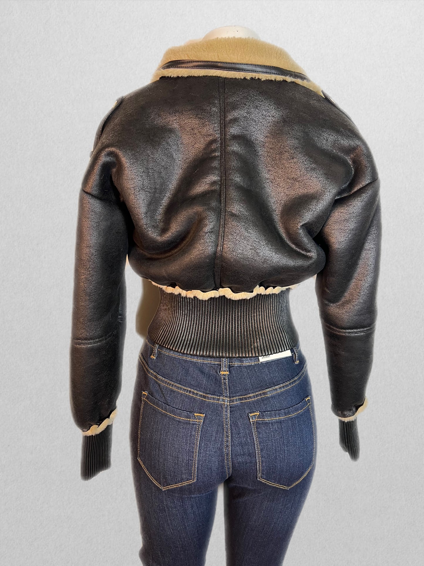 Black and brown fur jacket