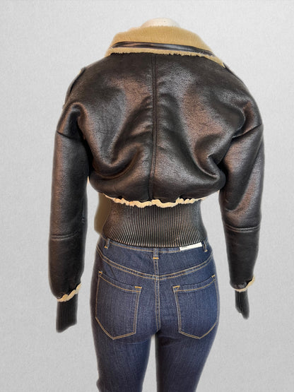 Black and brown fur jacket