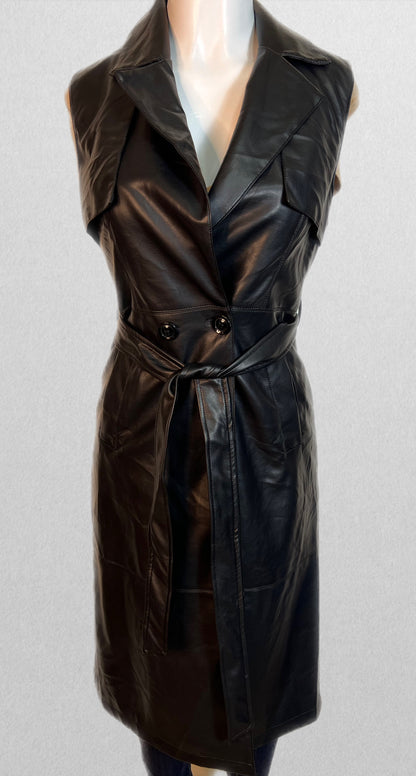 Black faux leather vest