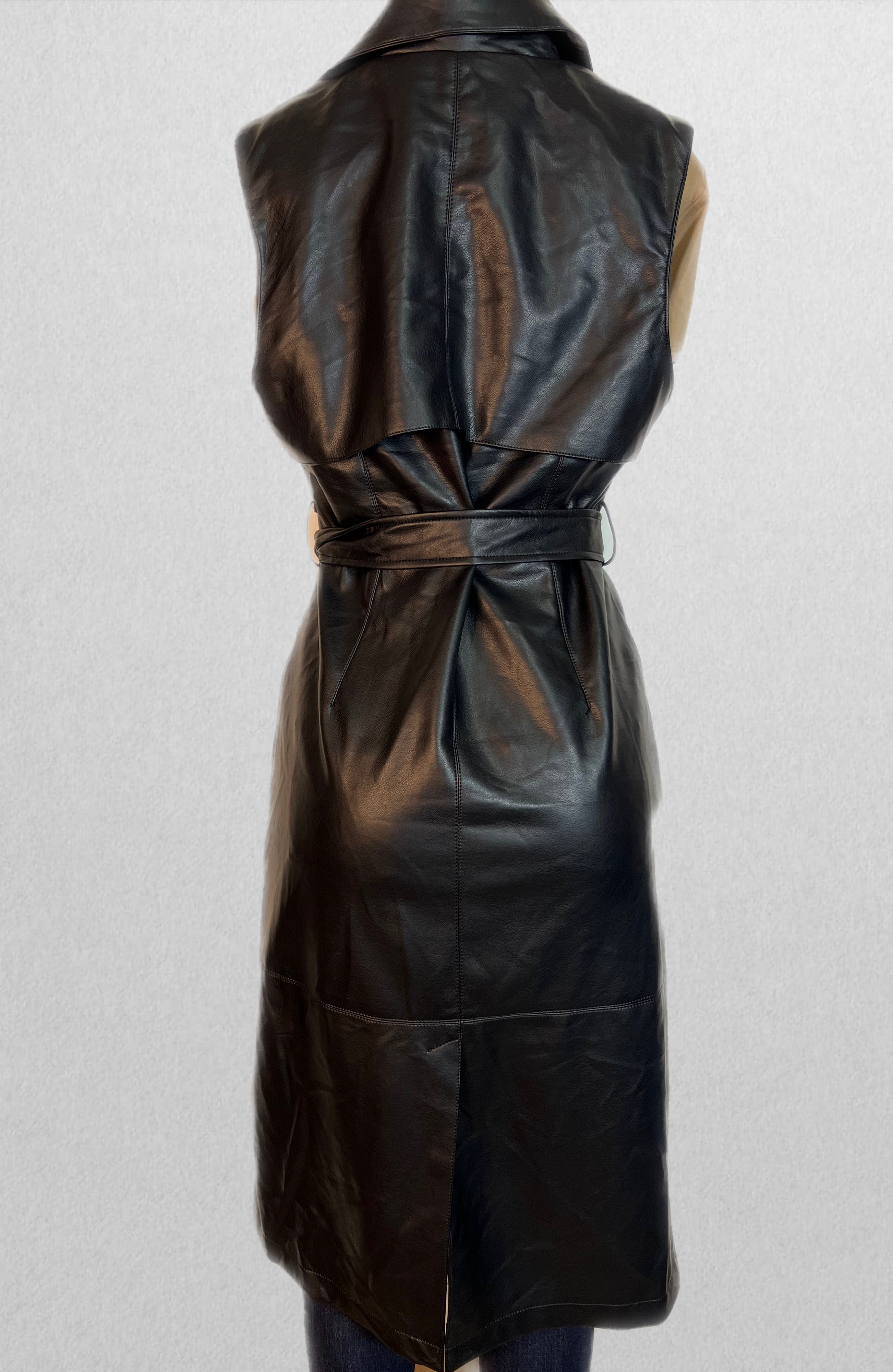 Black faux leather vest