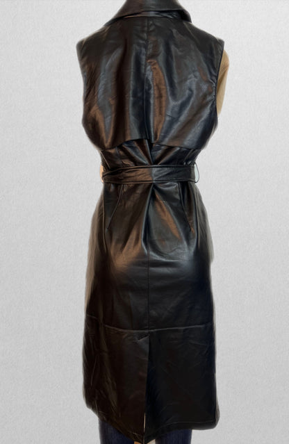 Black faux leather vest