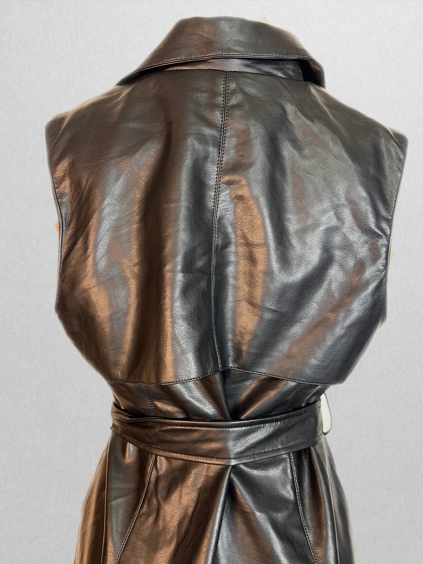 Black faux leather vest