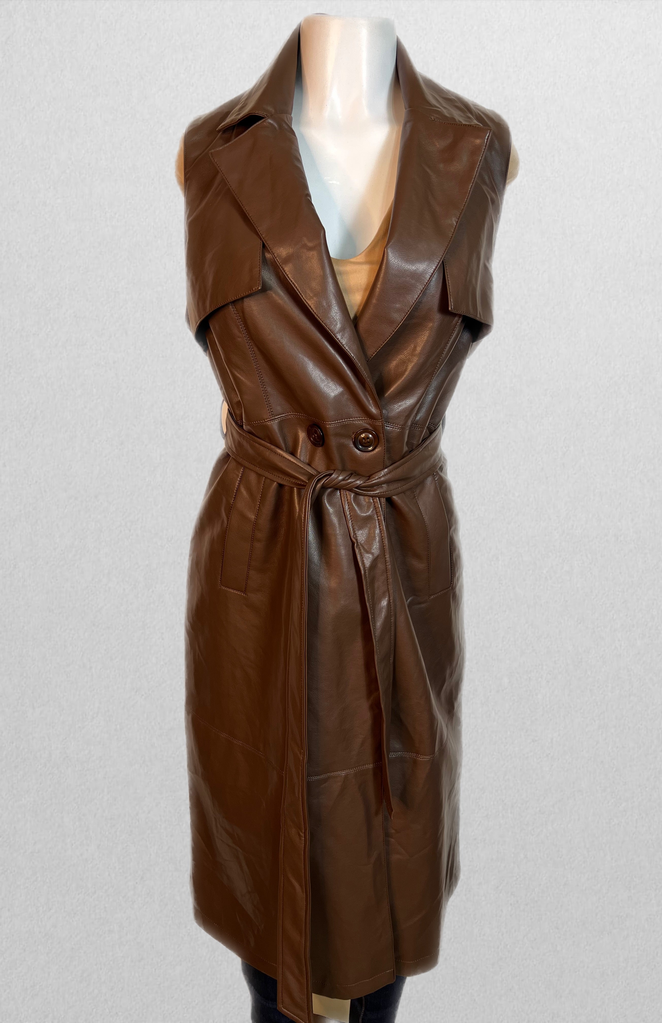 Brown faux leather vest