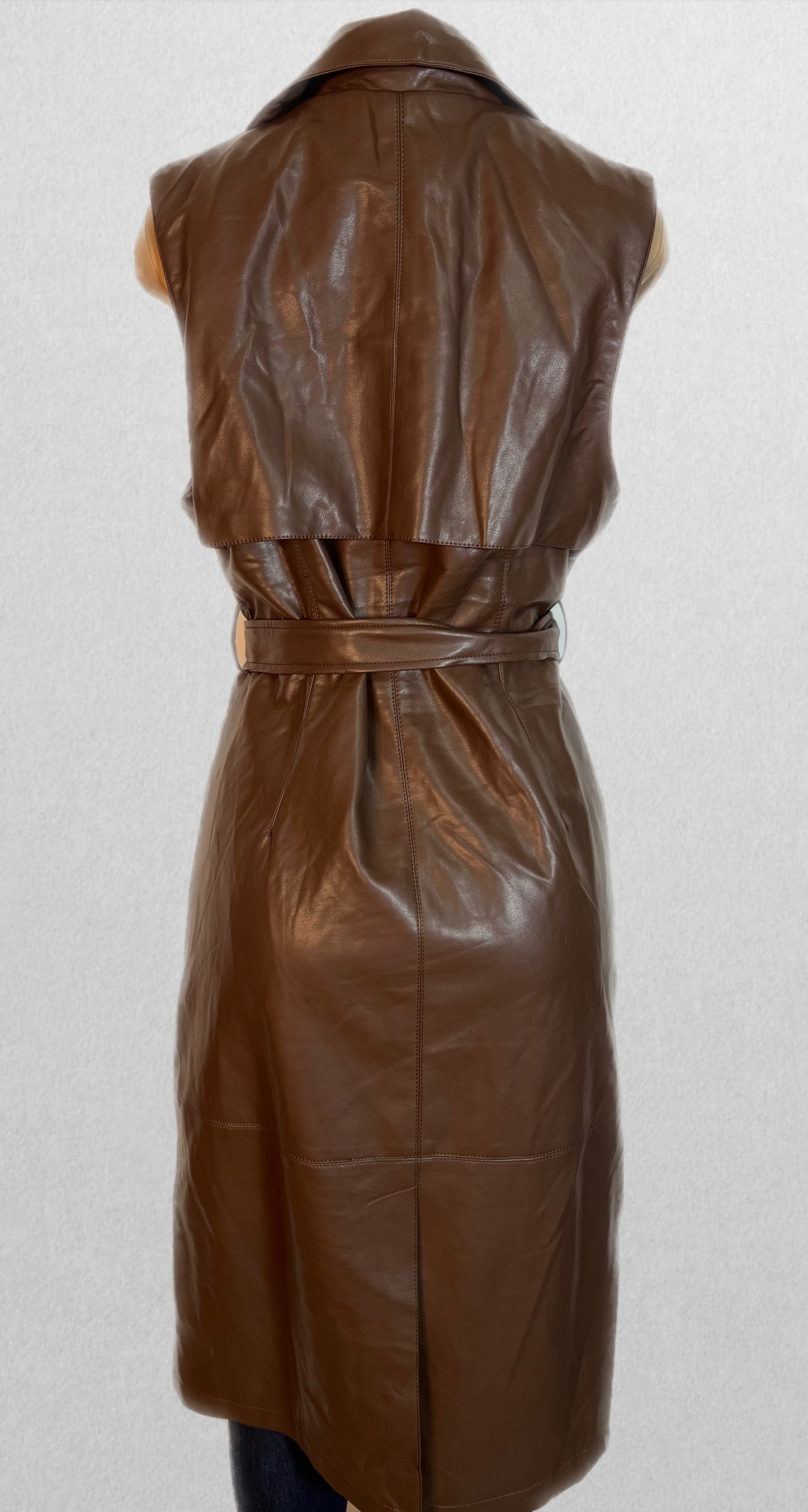 Brown faux leather vest